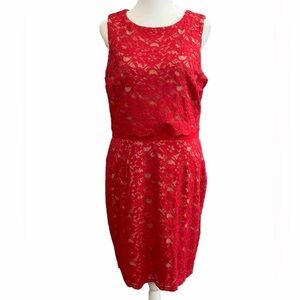 INC International Concepts Red Lace Sheath Dress Size 12